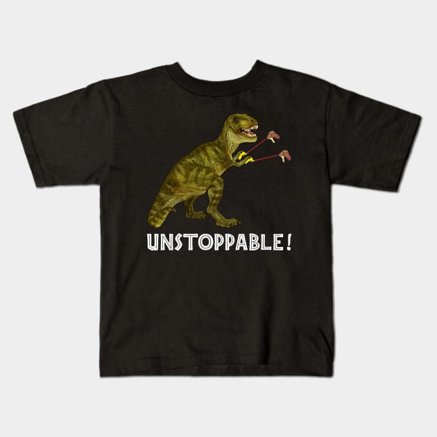 Tyrannosaurus Rex with Grabbers is UnStoppable 2 Kids T-Shirt by SirLeeTees